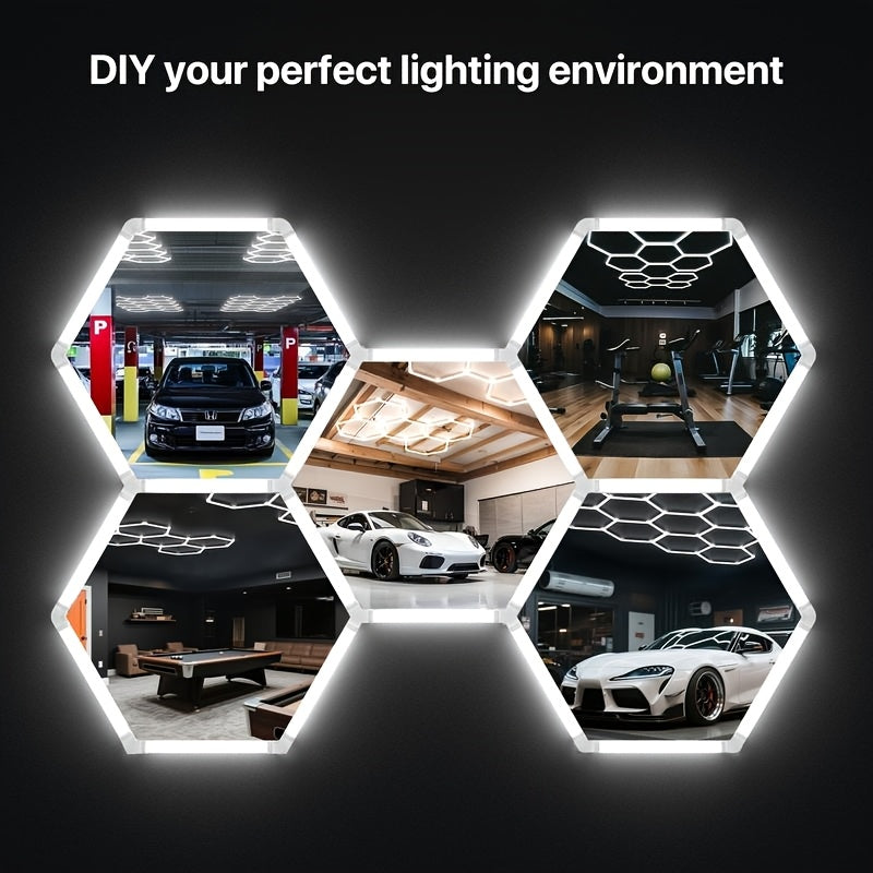 Hexagon LED Lights, 581W 58100LM 22 Grids Ultra Bright Daylight White Easy DIY Install Workshop & Garage Lighting, Durable, Gen 2 Bright Lighting