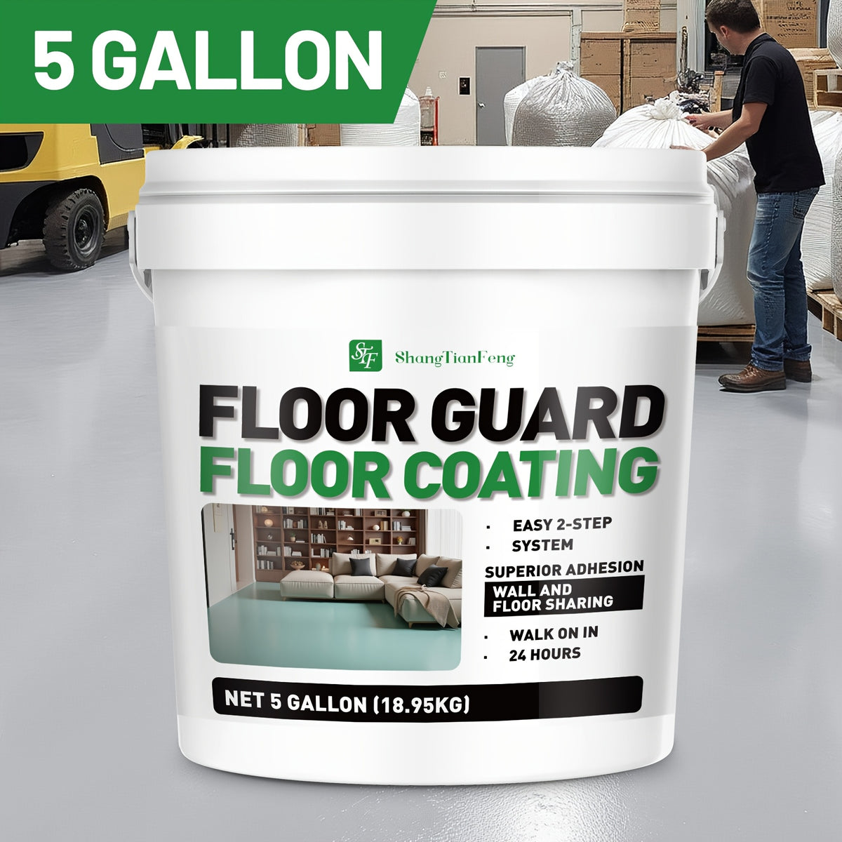 [Epoxy Floor Paint] Epoxy Floor Paint, 5 Gallon For Garage Paint, Waterproof Coating Floor Paint For Garages Basements, Single Component, Scratch Resistant, Ready To Use For Garage Paint, InteriorExterior Concrete Floor Paint For Porches, Interior Walls