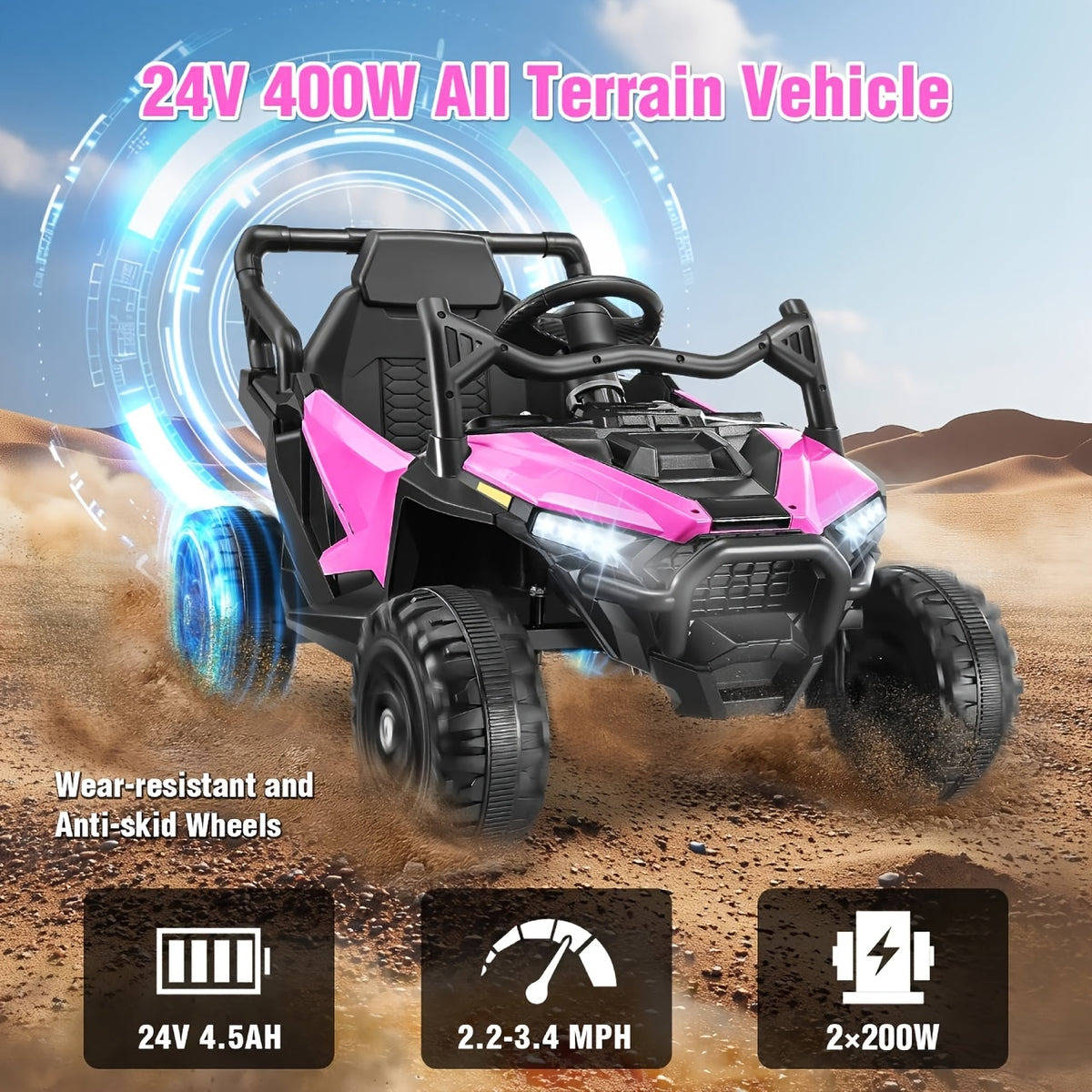 24V Children's Electric Ride On Car, 14 "seat Children's Electric Car, with Remote Control, Spring Suspension, LED Lights, Seat Belt, Music Playback, The Perfect Gift for Christmas & New Year & Children's Birthday, Suitable for All Kinds Of Terrain