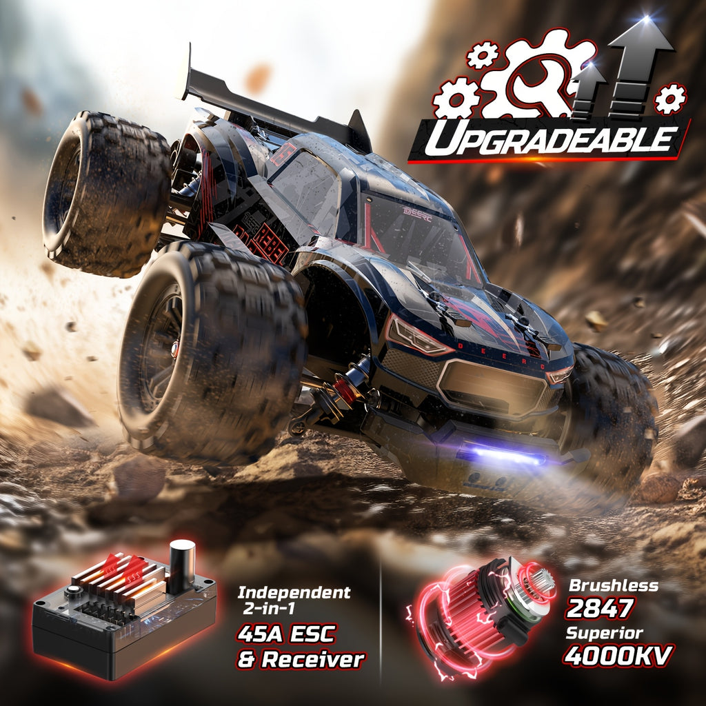 DEERC 1:14 Fast Brushless RC Car For Adults, 75KM/H High Speed 4WD Off-Road Remote Control Truck, Non-toy Product, Intended For Professional Users, Collectors, Or Dedicated Sports And Competitive Use Only, 2×3S LiPo, Off-Road Truggy With LED Light M
