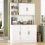 71-Inch Tall Kitchen Pantry Cabinet Featuring Three Pull-Out Drawers, Spacious Storage with Hutch And Door Shelves, And a Pantry Organizer That Includes a Microwave And Coffee Stand for The Dining Area, in White