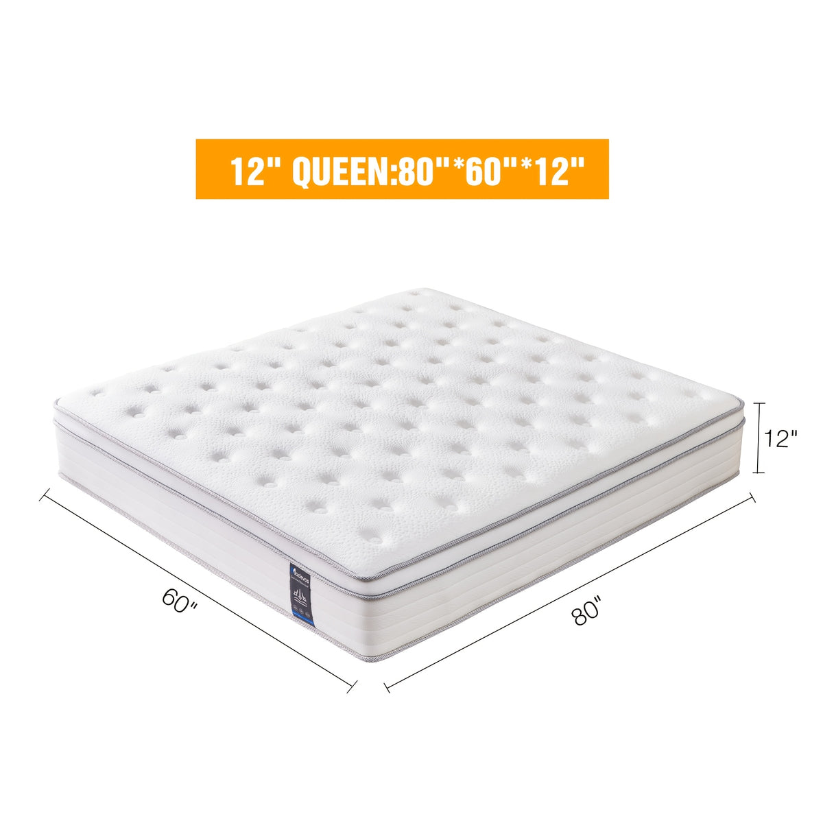 12/14 "Full Queen King Size Memory Foam Mattress - Ergonomic Design, Medium Sturdy Hybrid Mattress, Luxurious Comfort Pocket Spring, White Quilted CoverColchones Para Cama