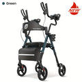 Maidesite Upright Walker, Stand Up Rollator Walker with Padded Seat And Backrest, Walkers for Seniors, Foldable Walker with Seat, Compact Folding, Fully Adjustment Frame for Seniors, 8" Big Wheels for All Terrain, Ergonomic Seat And Backrest, NEW