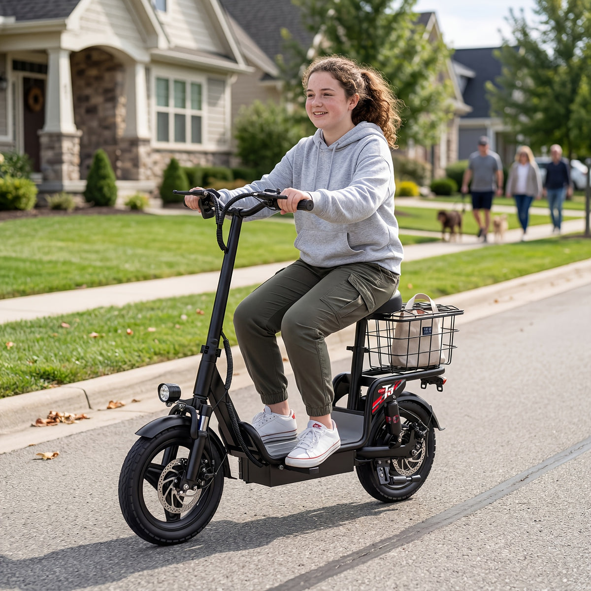 Urban Commuter Electric Scooter 560W Peak Motor 15-24.5MPH Max Speed 48V 10.4-15AH Battery 35Miles Range 330lbs Load Capacity Black City Commute Shopping Scooter For Urban Workers, Community Residents And Shoppers
