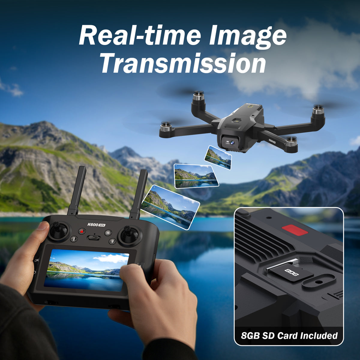 Drone with Camera for Adults, 4.5 Inch LCD RC Screen, Support Up to 32G SD Card, GPS Drone Auto Return Follow Me, Professional Brushless Motor Quadcopter Gesture Flight, Altitude Hold, 3 Speeds for Beginners, Under 250G