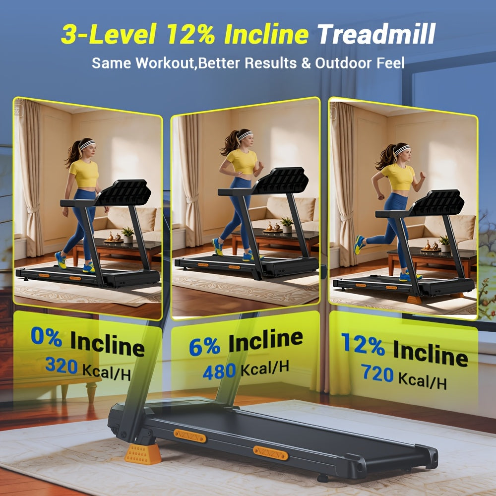 4-in-1 Treadmill with 12% Incline, Portable Treadmills for Home with Handle, Foldable Treadmills for Home and Office, 350Lbs Weight Capacity