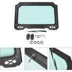 Full Glass Windshield for 2014-2018 Polaris RZR Models with Wiper and Black Aluminum Frame