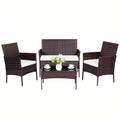 PUPATIOB 4pcs Wicker Patio Conversation Set, Outdoor Rattan Sofas with Table Set, Patio Furniture Set with Soft Cushions & Tempered Glass Coffee Table for Poolside Balcony