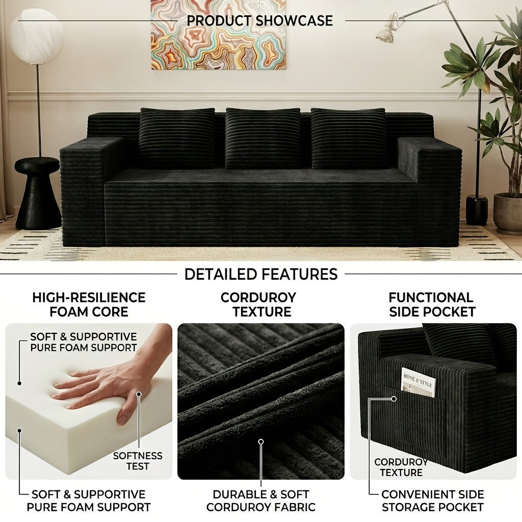 71 Inch Modern Modular Sofa, No Wooden Frame, Living Room Sofa, No Assembly Required, Comfortable Soft Cushion, Suitable For Living Room, Bedroom, Apartment