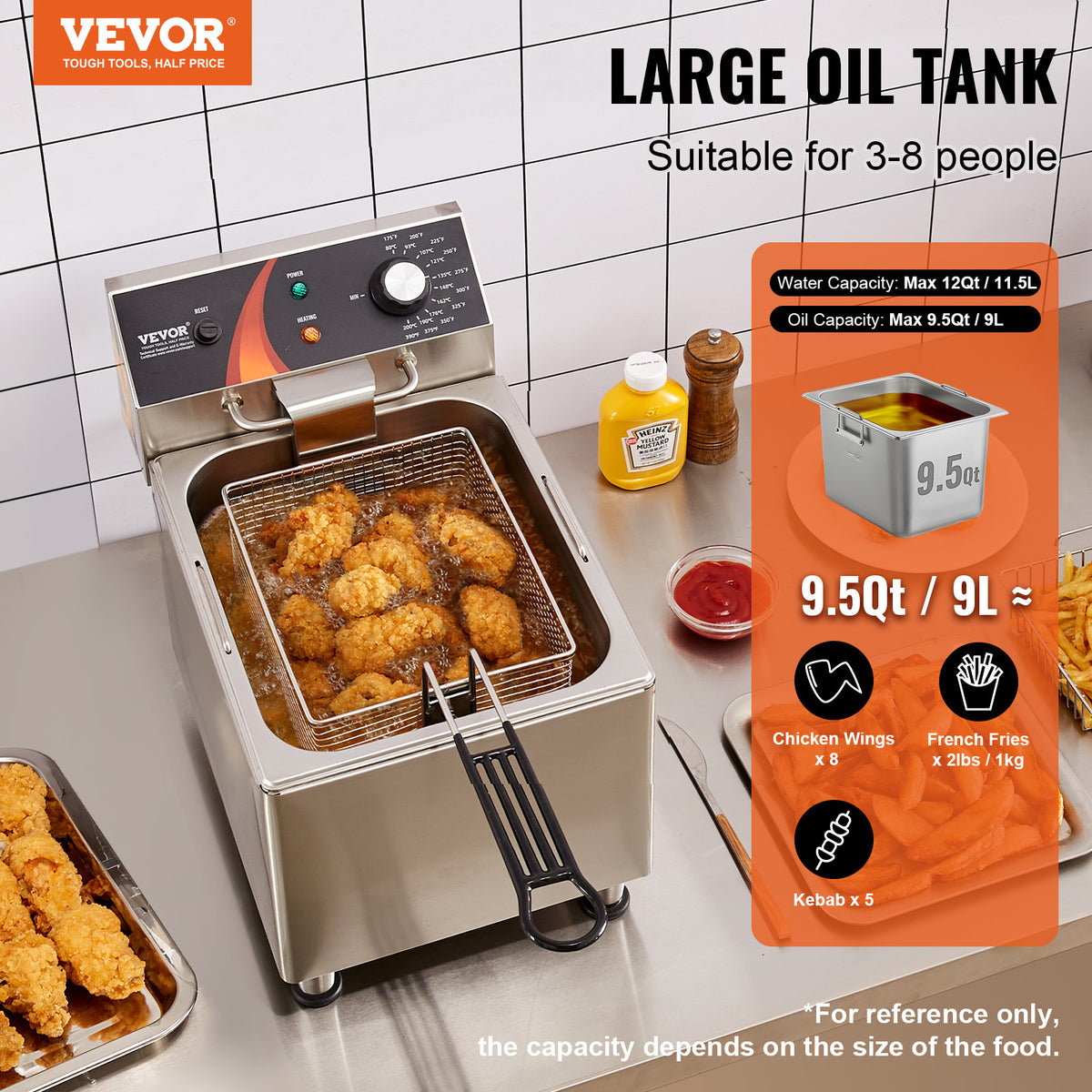 VEVOR Commercial Electric Deep Fryer Countertop Deep Fryer.