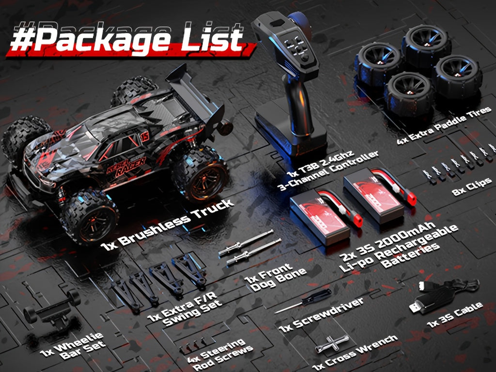 DEERC 1:14 Fast Brushless RC Car For Adults, 75KM/H High Speed 4WD Off-Road Remote Control Truck, Non-toy Product, Intended For Professional Users, Collectors, Or Dedicated Sports And Competitive Use Only, 2×3S LiPo, Off-Road Truggy With LED Light M