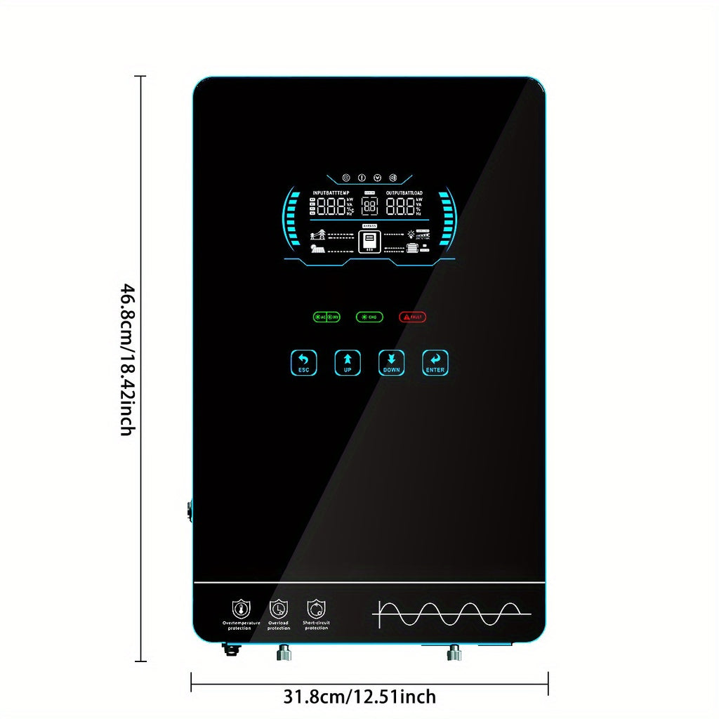 4000W Solar Hybrid Inverter DC24V 120VAC Pure Sine Wave Battery-Free Starting Built MPPT 140A Solar Charger, 6.25 Inch LCD Screen And Touch Buttons