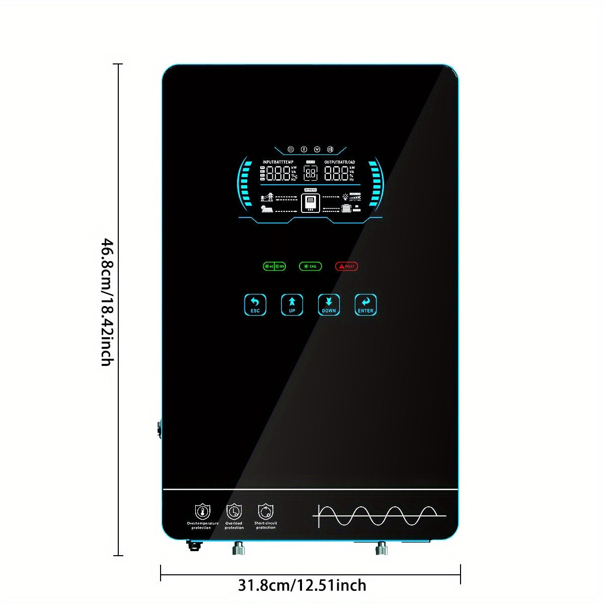 4000W Solar Hybrid Inverter DC24V 120VAC Pure Sine Wave Battery-Free Starting Built MPPT 140A Solar Charger, 6.25 Inch LCD Screen And Touch Buttons