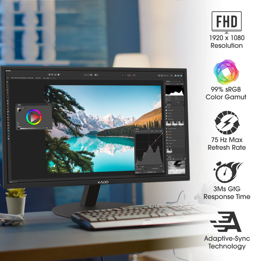 Kado by Sceptre Dual Monitor Setup - 2-Pack 27" 1920x1080 Computer Monitor 75Hz VESA Mount Office Gaming Built-in Speakers