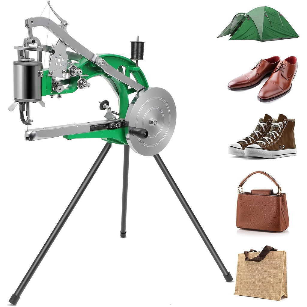 Heavy-Duty Leather Stitching Machine | Industrial Shoe Repair Equipment, Dual Thread System for Shoes, Bags, Belts, Sew Thick Materials Like Leather, Canvas, Nylon, Professional for Upholstery, Tents, Coats | Green, Non-Electric, Brand: GCCSJ