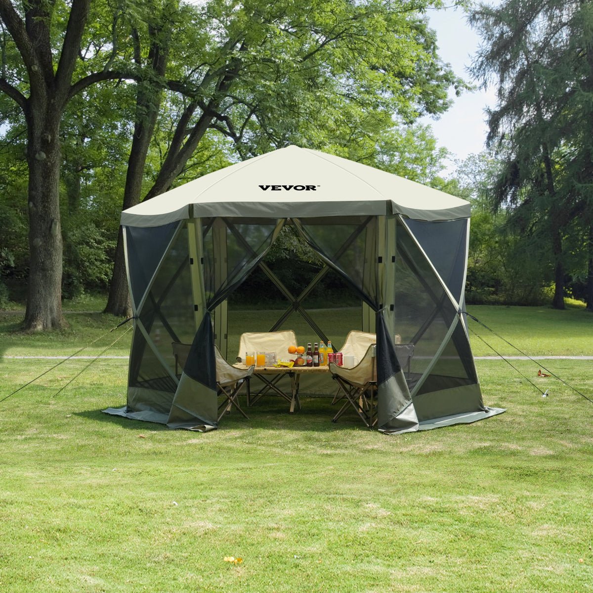 Pop-Up Screen Gazebo Tent by VEVOR, Removable Privacy Panels for Camping, Picnics and Backyard Gatherings