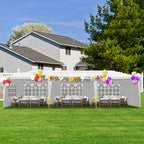 9X30' Outdoor Party Tent with 8 Removable Side Walls, Waterproof Canopy, Patio Wedding Pavilion, White, Suitable for Wedding, Gathering, Party, BBQ, Camping, Patio, Birthday Party, Graduation Ceremony