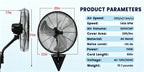 20 Inch Wall Mounted Fan with High-Power Motor, 2pcs Set, 120 Degree Swing, 60 Degree Tilt, And 3-Speed Setting, Durable Industrial Fan Suitable for Industrial Grade Cooling Equipment in Garages, Workshops, Offices, And Homes