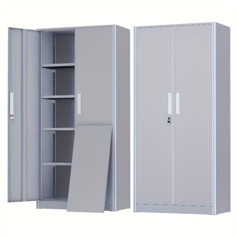 72" Metal Storage Cabinet with Lock, with 2 Doors And 4 Adjustable Shelves, Lockable Steel Storage for Office, Garage, Warehouse,, Home