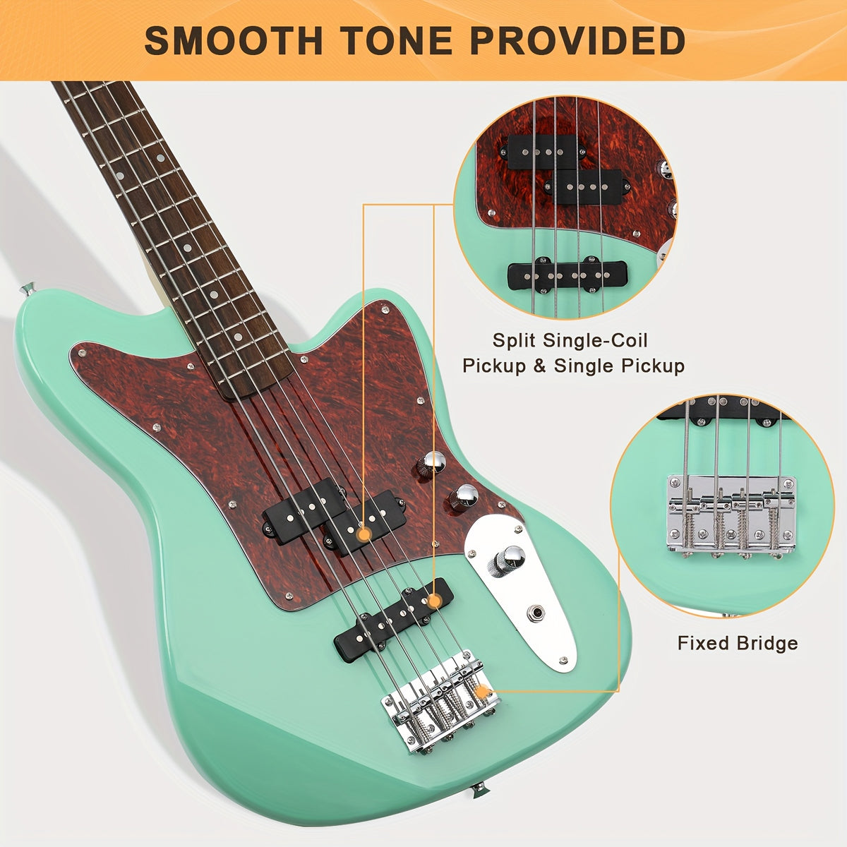 Glarry 4-String Electric Bass Guitar Kit, with Red Pearl Guard Board, Full Size Bass Guitar Kit with 20W AMP, Tuner, Bag And Additions, for Beginner, Bass Musician, Christmas/Festival/Birthday Gift