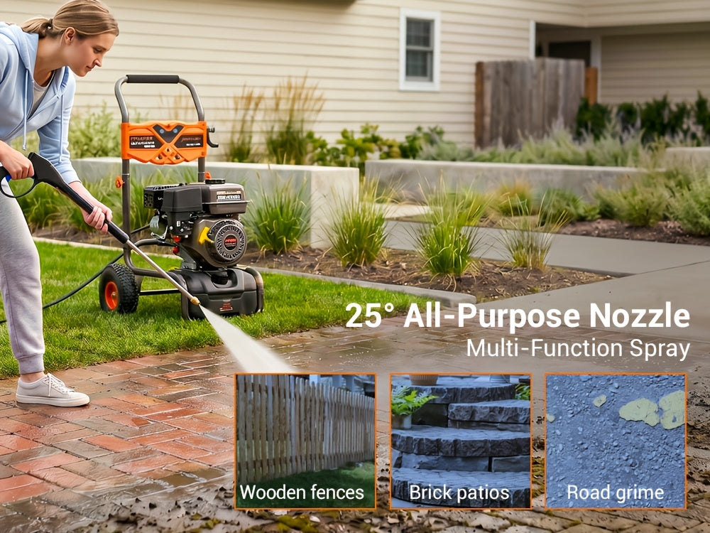 3500PSI Pressure Washer -2.3GPM 212CC Gasoline Washer with 25ft Hose And 4 Quick-Connect Multi-Angle Nozzle, Courtyard Car High-pressure Washer, Perfect for Cleaning Outdoor Surfaces, Roads, And Walls
