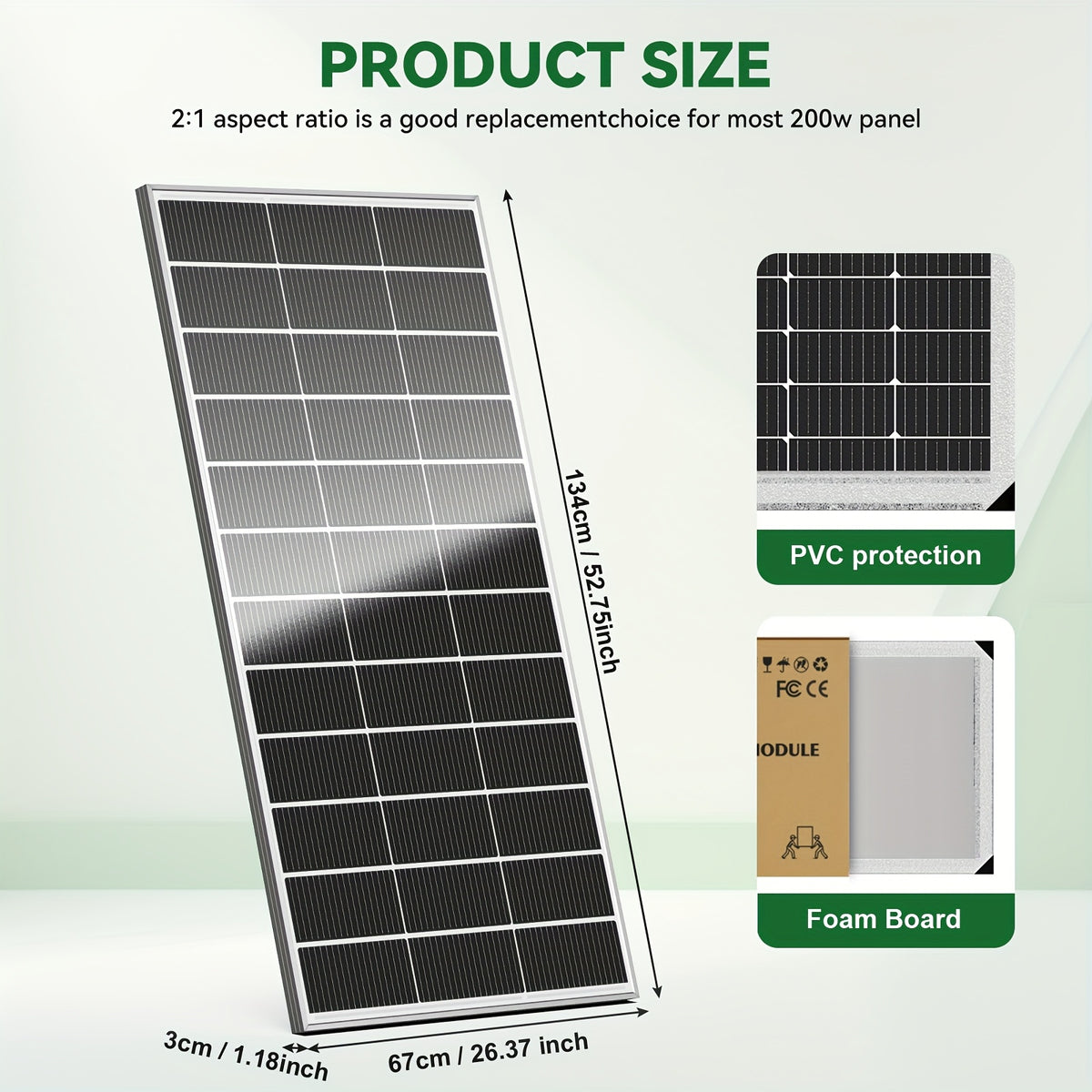 Werchtay 200W*2 Solar Panels, 25.5% 18BB High Efficiency Monocrystalline 2pcs 200W 12 Volt Solar Panels Systems Solar Module for Farm House Rooftop RV Caravan And Other Off-Grid System