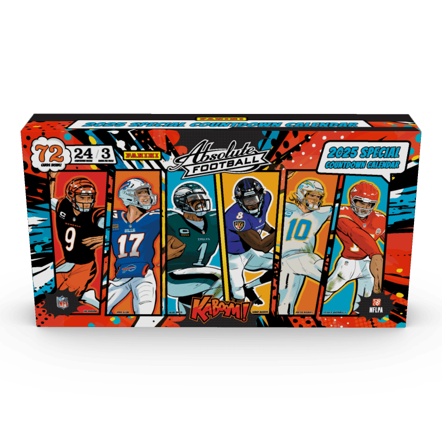 2025 NFL Absolute Football Countdown to the Holidays Advent Calendar. Factory Sealed. 24 Packs. 3 cards per pack. Chance for Kabooms!