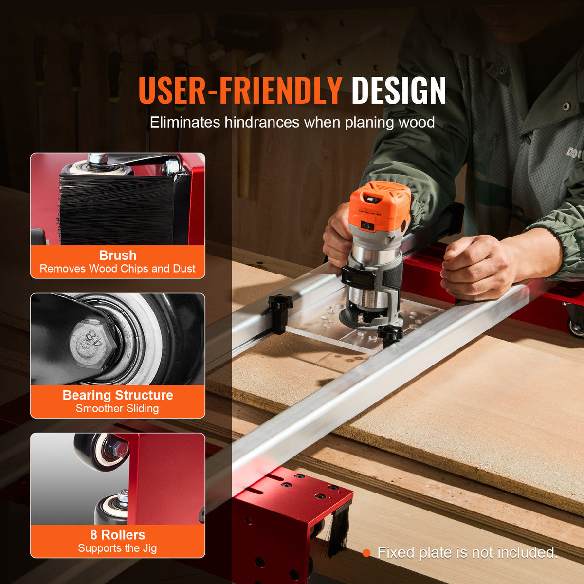 Router Sled Adjustable Wood Slab Flattening Mill Router Jig 60" Length