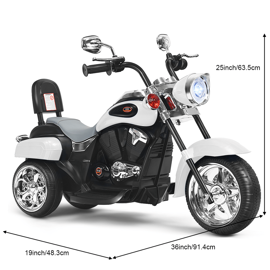 COSTWAY 3-Wheel Chopper Motorcycle, 6V Powered Ride-On Toy with Training Wheels, Headlight And Forward/ Reverse, Electric Trike for Kids 3+ Years Old