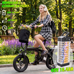 14 Inch Folding Electric Bike for Adults And Teens, 560W Peak Motor, Removable 48V 10.4AH Battery, 12-24 MPH Top Speed, 32 Miles Assist Range, 330 LBS Max Load, Ideal for Urban Commuting & Recreational Riding, Perfect Gift Choice