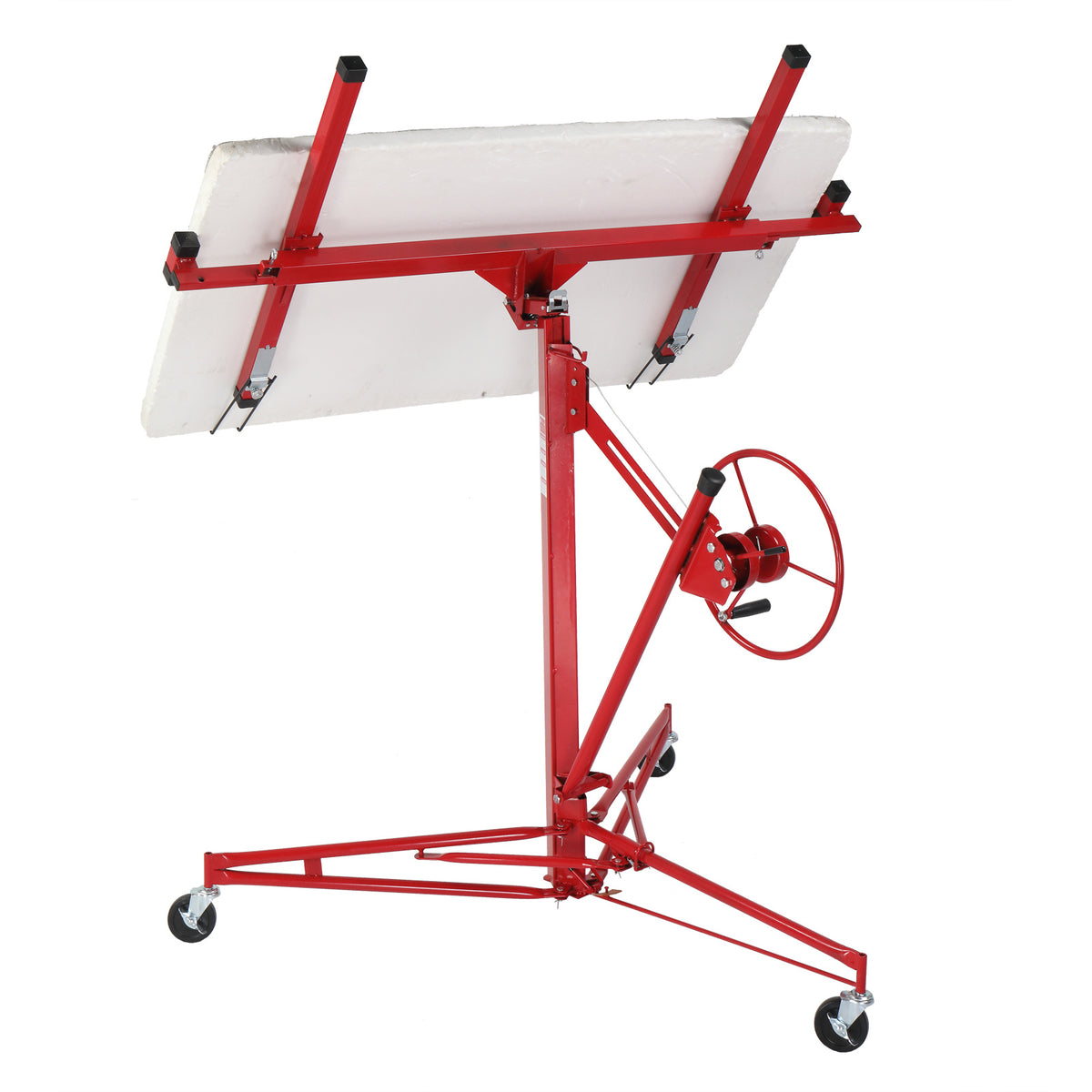 16ft Drywall Lifter Panel Hoist Dry Wall Rolling Caster Lifter Construction Tool 150LB Heavy Duty Sheetrock Hoist Holder Red
