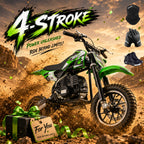 4-Stroke Gas Mini Off-Road Racing Motorcycle, Pocket Motorcycle, Two-Stroke Off-Road Racing Motorcycle, Gasoline-Powered Off-Road Racing Motorcycle, Equipped with Off-Road Tires, Shock Absorbers, Pull Start, Front and Rear Disc Brakes, Top Speed 20 mph-