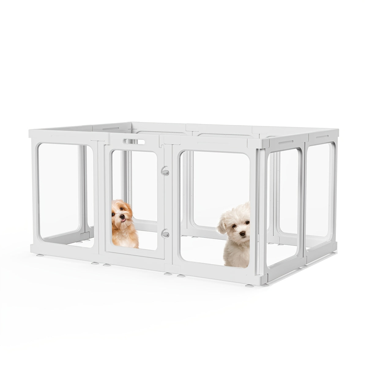 [Acrylic Pet Playpen] Clear Acrylic Dog Playpen With Door, For Puppy Cat Rabbit Transparent Pet Pen, Indoor Dog Playpen, Dog Fence, Easy Assembly And Cleaning Dog Pen For Small To Medium Dogs