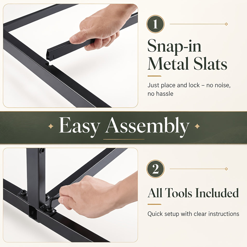 Platform Bed Frame with Upholstered Corduroy Headboard, Fully Padded 3.5" Thick Gap-Free Design, Heavy Duty Metal Slats, No Box Spring Required