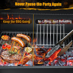 Charcoal BBQ Grills Outdoor - Barrel Charcoal Grill with Offset Smoker(Model: L)/ Outdoor BBQ Grill with Side Table(Model:M/XL-A/XL-C)for Backyard, Patio, Parties, Camping, Outdoor Cooking, Large Event Gathering, Black