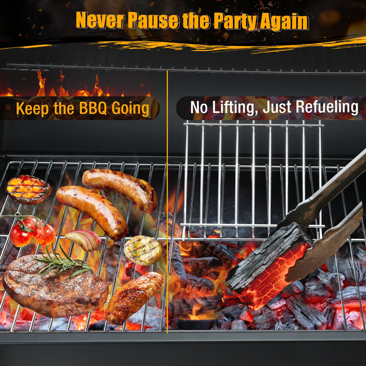 Charcoal BBQ Grills Outdoor - Barrel Charcoal Grill with Offset Smoker(Model: L)/ Outdoor BBQ Grill with Side Table(Model:M/XL-A/XL-C)for Backyard, Patio, Parties, Camping, Outdoor Cooking, Large Event Gathering, Black