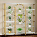 Triple Wide 5-Tier Large Open Bookshelf, Tall Storage Display Shelf With Metal Frame, Extra Large Golden Bookcase, Freestanding Etagere Bookcase With Display Shelf For Home Office