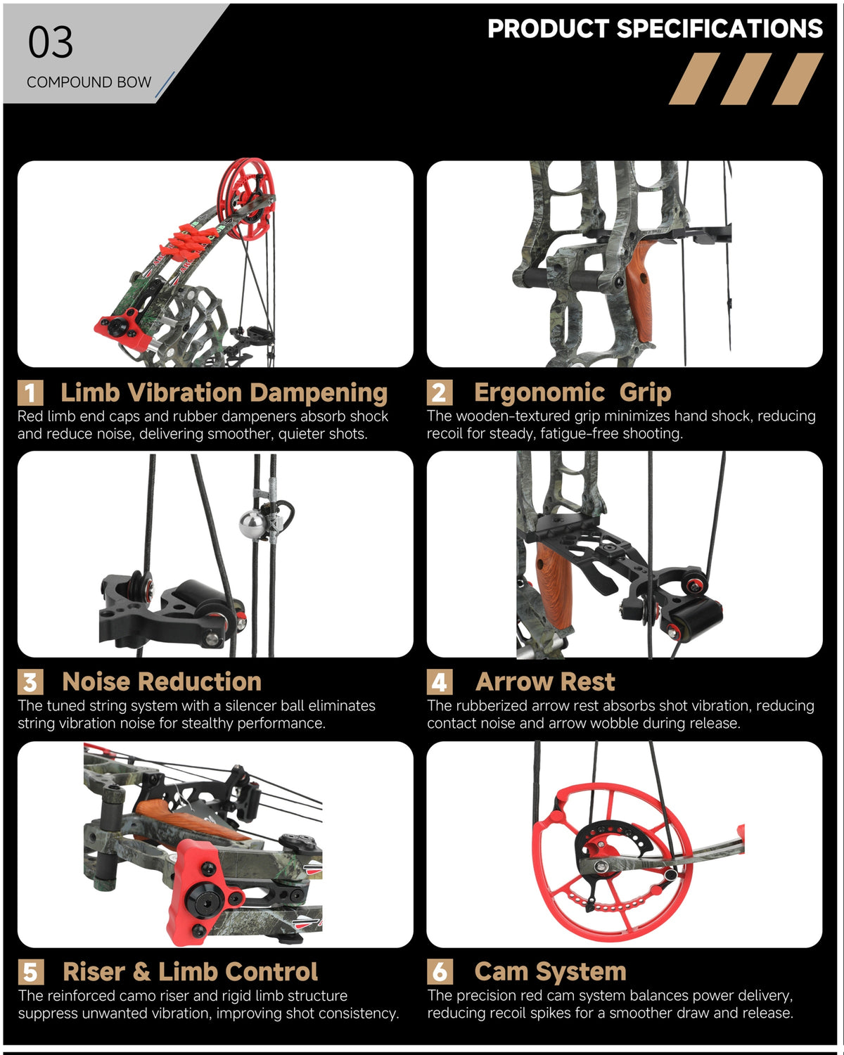Dual Purpose Composite Bow Outdoor Archery Composite Bow Kit 30-60Lbs, Adjustable for Both Hands