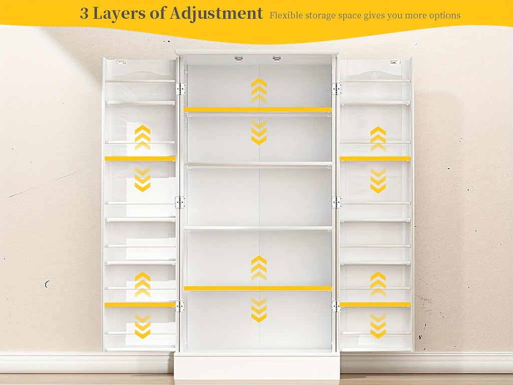 47 Inches Pantry Cabinet, Kitchen Pantry Cabinet with Adjustable Shelves, Freestanding Kitchen Pantry Storage Cabinet, Buffet Cupboards Sideboard for Kitchen, Living Room And Dinning Room
