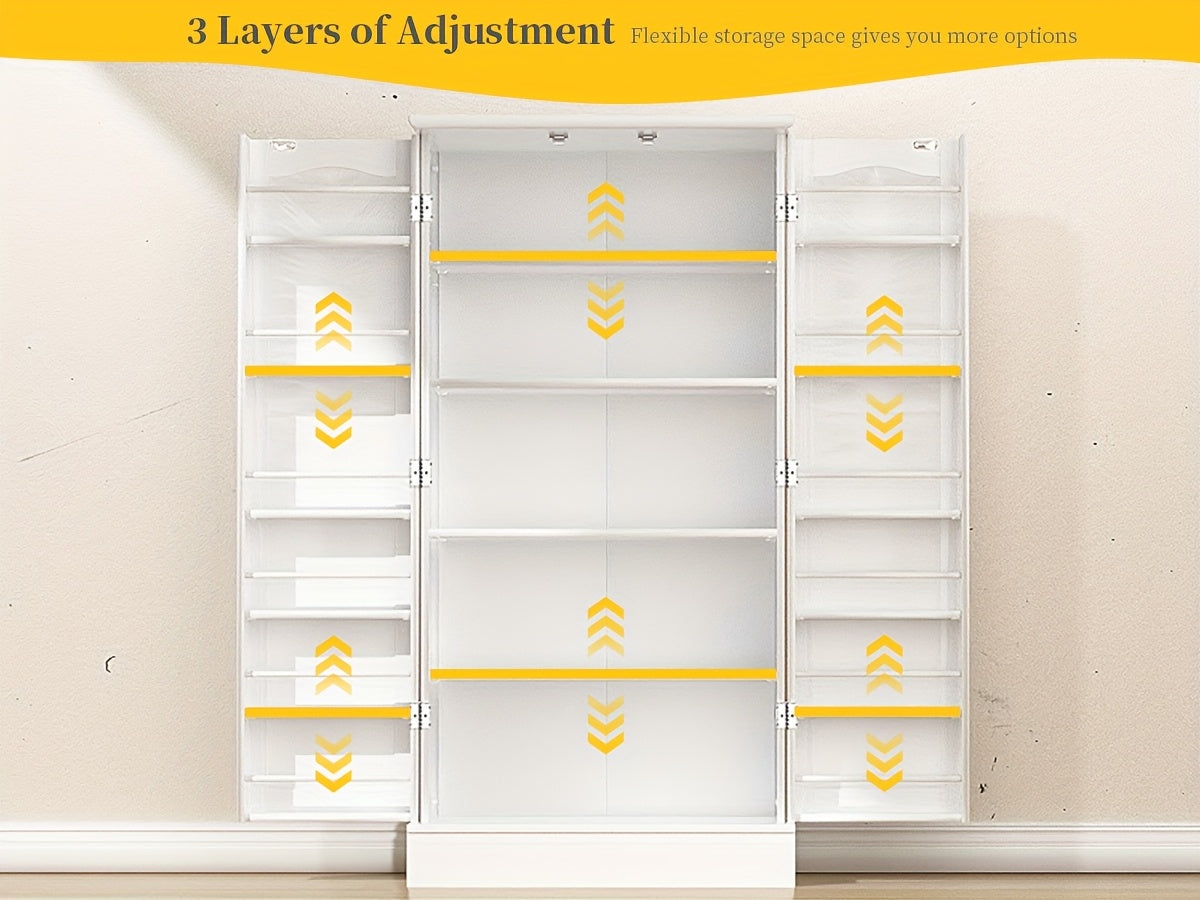 47 Inches Pantry Cabinet, Kitchen Pantry Cabinet with Adjustable Shelves, Freestanding Kitchen Pantry Storage Cabinet, Buffet Cupboards Sideboard for Kitchen, Living Room And Dinning Room