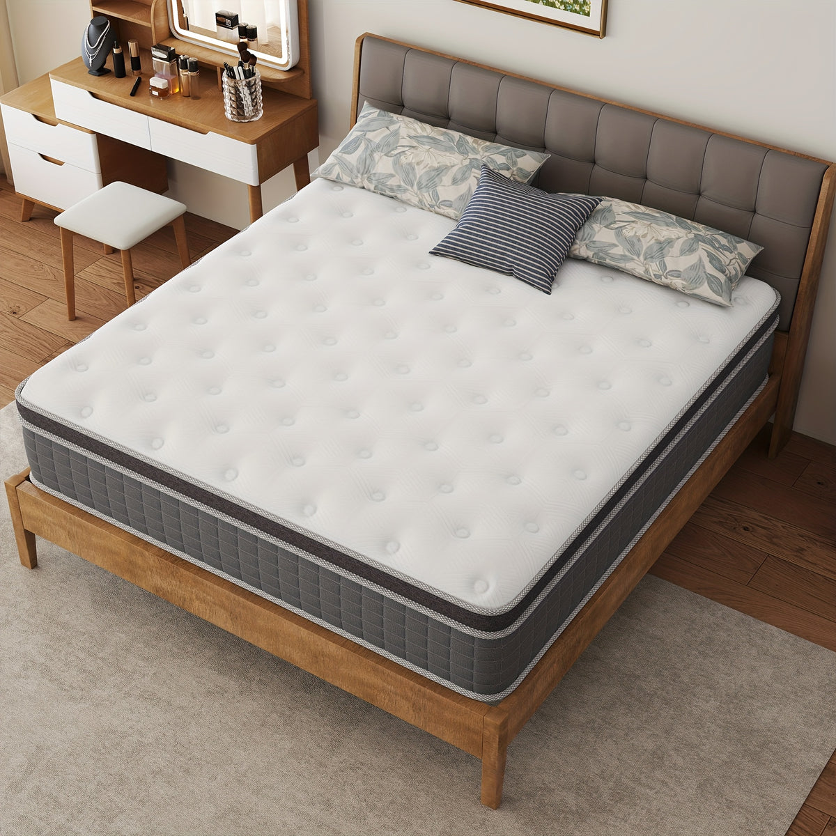 10/12/14in Twin, Full, Queen, King, Mattress Memony Foam And Spring, Hybrid Mattress, Medium Firmness, Lumbar Support, for Home RoomsHotels, Boxed