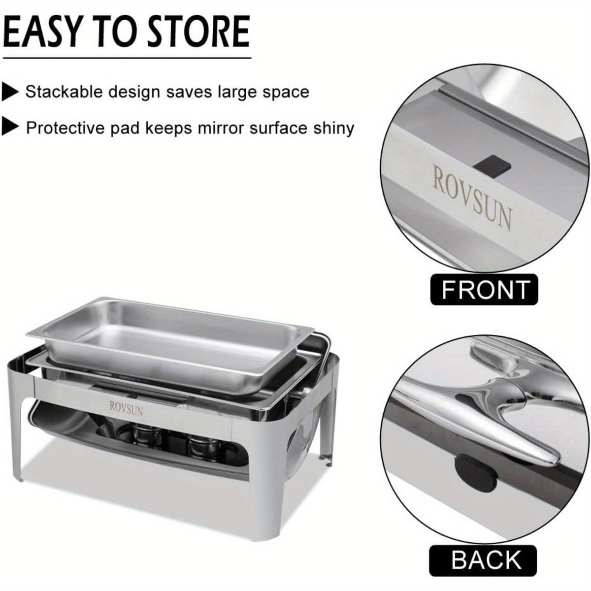 Chafing Dish Buffet Set, 9 Quart Roll Top Stainless Steel Chafer, NSF Rectangular Set with Food Pan, Water Pan and Fuel Holders, for Wedding, Parties, Banquet, Catering Events only for cooking