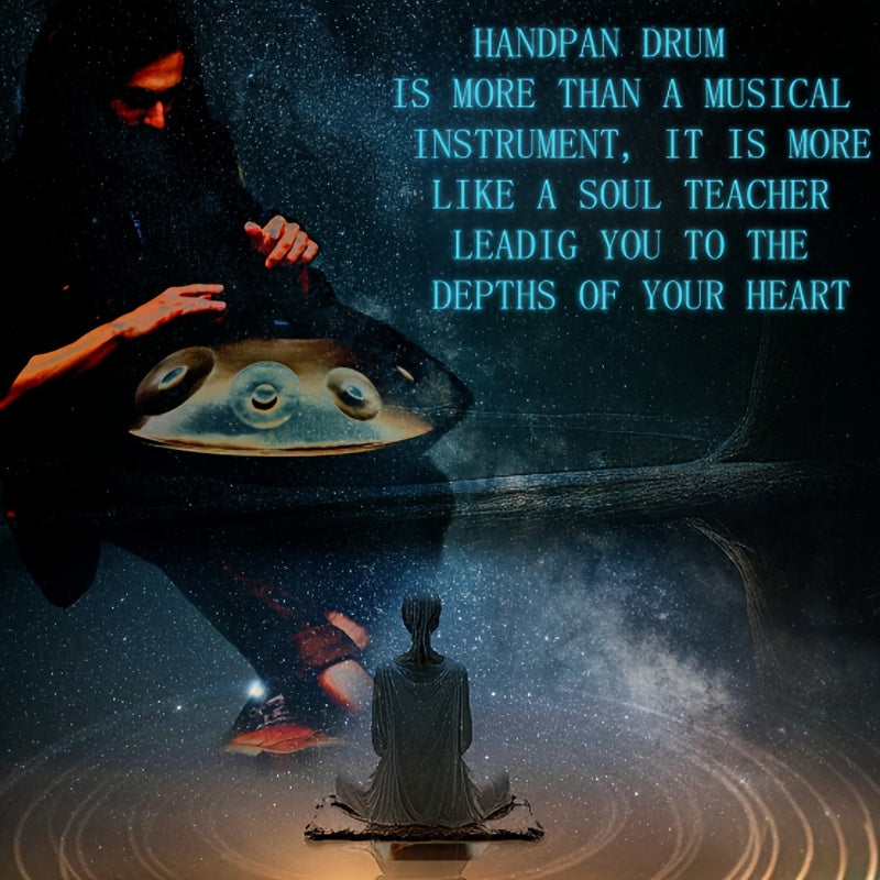 440Hz 10 Notes Handpan Drum, 22 Inch D Minor Kurd Hand Drum Instrument with Drum Bag, Dust-Free Cloth, Mallets, Stand, Sound Stickers for Adults Beginners, for Meditation, Music Therapy & Live Performances, Premium Steel