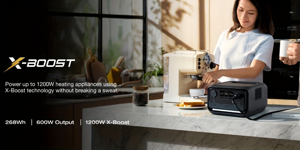 ECOFLOW 268Wh River 3 Plus 270 Portable Power Station, LiFePO4 Battery Solar Generator, 3 Up To 1200W AC Outlets, <10 MS UPS, Expandable To 840Wh, <30 DB Quiet, 1Hr Fast AC Charge