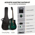 Bonnlo Electric Acoustic Guitar Kit, Full Size Acoustic Folk Guitar, 6-String, Cutaway Design, with AMP, Built-In Tuner, Bag, Strap, Picks, Complete Additions, ALL-IN-ONE Set for Beginner, Birthday/Festival Gift for Music Lovers
