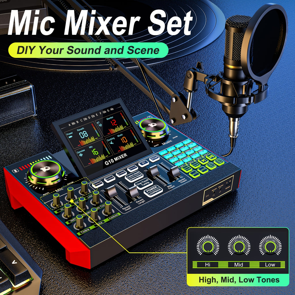 Podcast Equipment Bundle, Recording Studio Package with Voice Changer, Live Sound Card - Audio Interface for Laptop Computer Vlog Living Broadcast Live Streaming Plug And Play PC Computer Kit with Professional Chipset For, Gaming, Singing