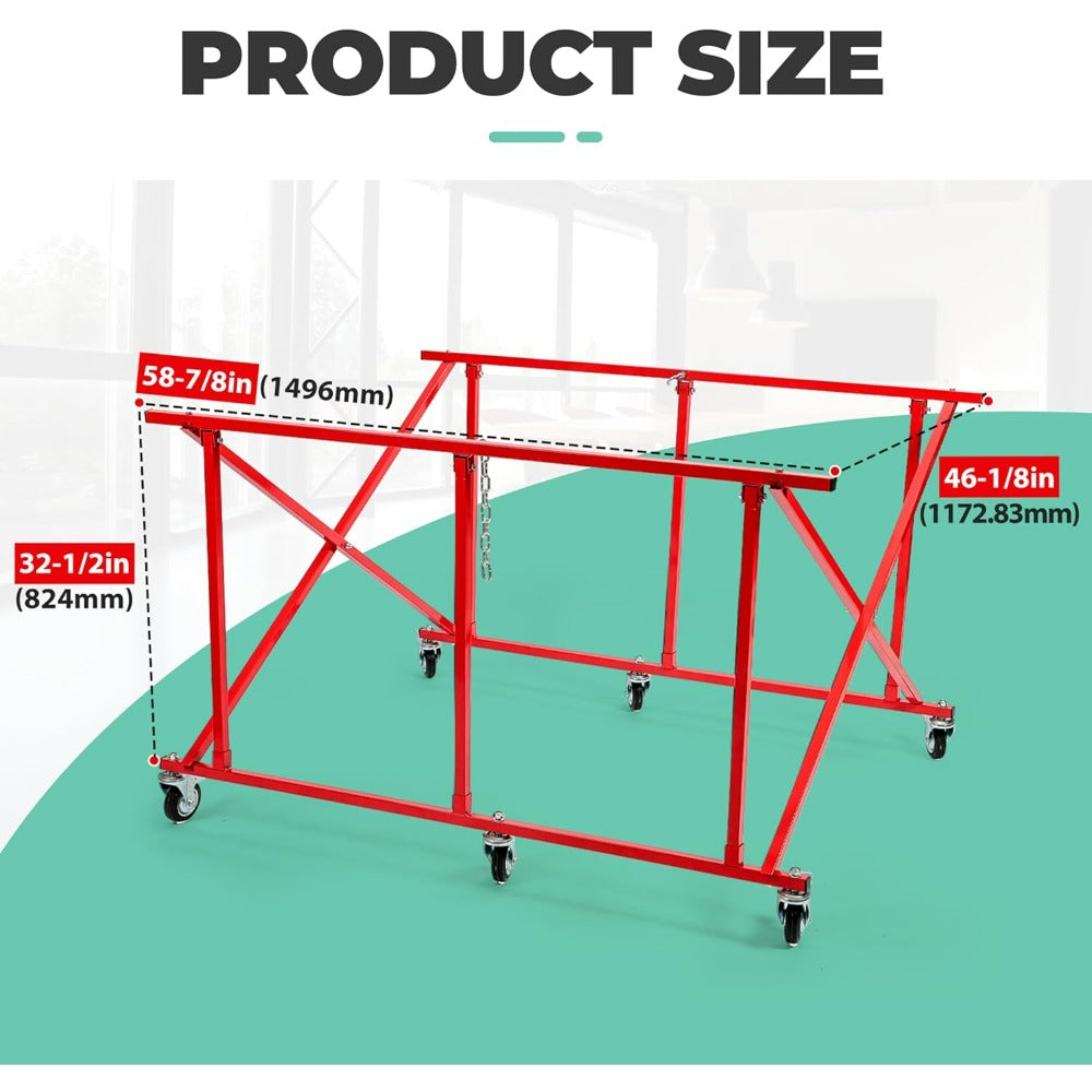 Folding Truck Bed Cart Dolly Universal Pick Up Large Auto Parts Transporter w/6 Wheels Durable Steel 800lbs Weight Capacity