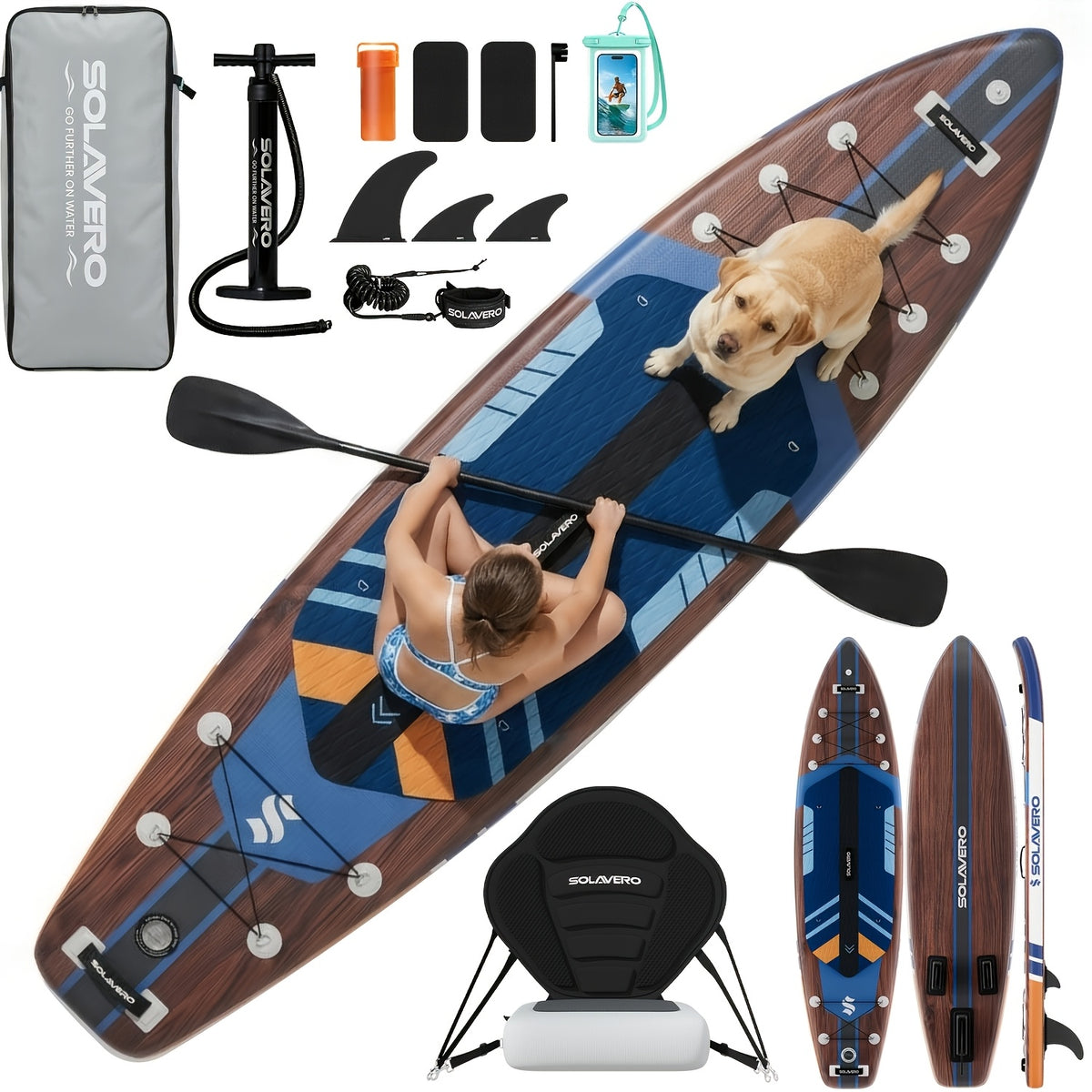 11'6'' Inflatable Paddle Board With Premium SUP Board Accessories, Paddle Board With Anti-Slip EVA Deck For Youth&Adults Of All Skill Levels, SUP Board With Seat For Yoga, Fishing, Surf