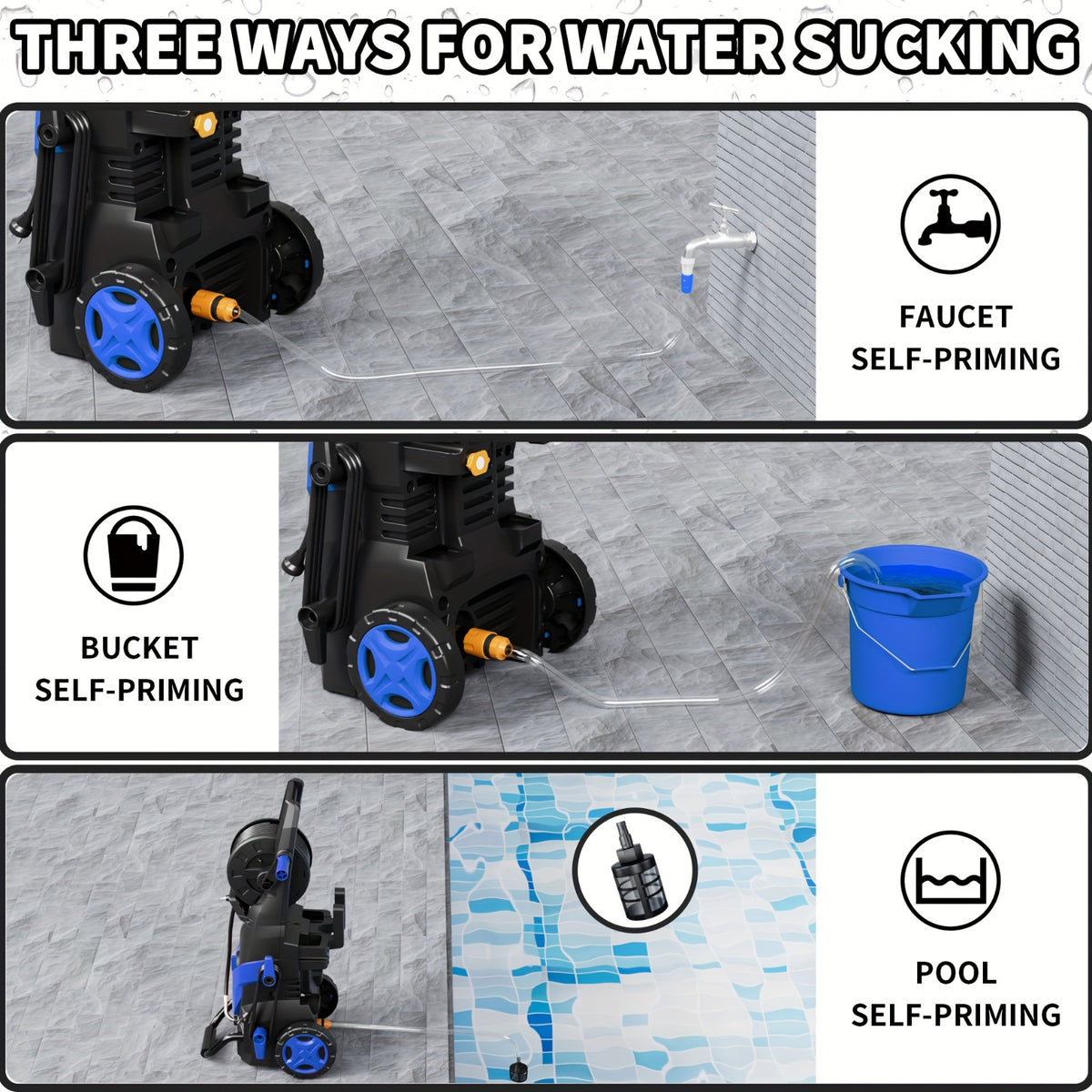 Electric High Pressure Washer, 4500PSI 3.2GPM Electric Washer, with 6 Quick Connection Nozzles, Inlet Pipes And Filters, And Foam Cannons