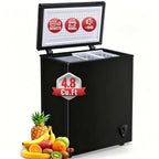 4.8 Cu.Ft Chest Freezer - Compact And Quiet Mini Freezer with Adjustable Thermostat And Two Removable Baskets - Small Deep Freezer for Home, Apartment, And Garage